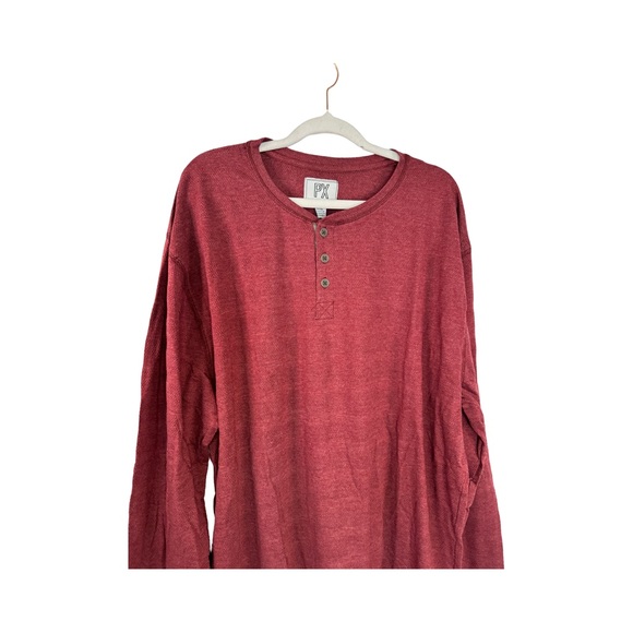 PX Clothing Men’s Long Sleeve Burgundy  Henley Tshirt Size XXL - Picture 2 of 7